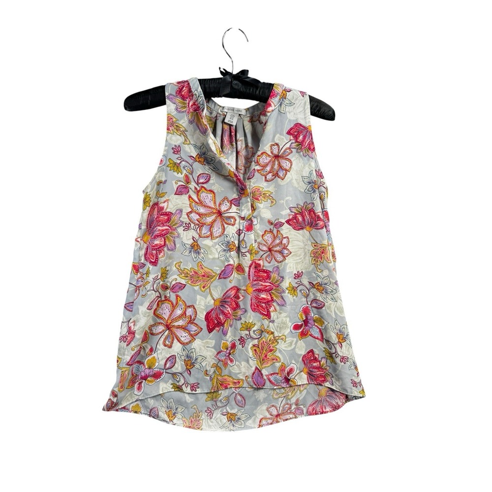 Tabitha Webb Floral Sleeveless Blouse Women's Medium Pink Gray 100% Polyester